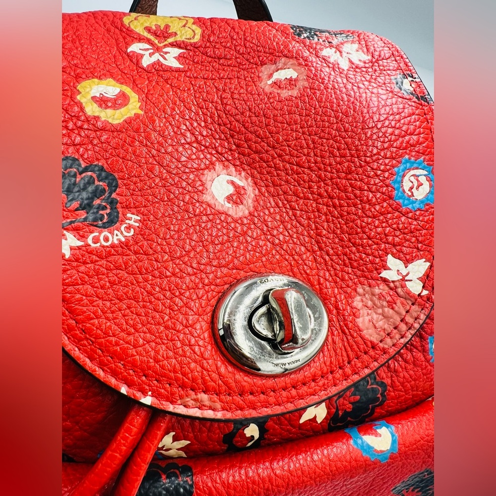 Coach Mini Turnlock Rucksack Floral Print Backpack - Picture 11 of 11